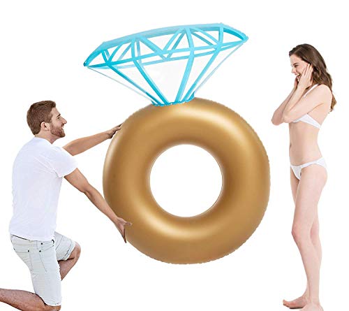 Swimming Ring Pool Lounger for Pool Party Beach Swimming Pool Engagement Ring Inflatables Lounge Diamond Ring Inflatable Pool Float Outdoor Water Pool Toys for Adults Kids